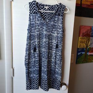 Lucky Brand Navy Blue Zig Zag Tassel Dress Size Medium